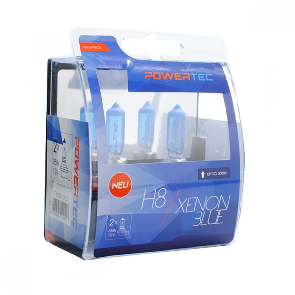 H8 12V 35W PGJ19-1 5.000K POWERTEC XENON BLUE 2ΤΕΜ. M-TECH - PTZXB8-DUO/MT H8 12V 35W PGJ19-1 5.000K POWERTEC XENON BLUE 2ΤΕΜ. M-TECH