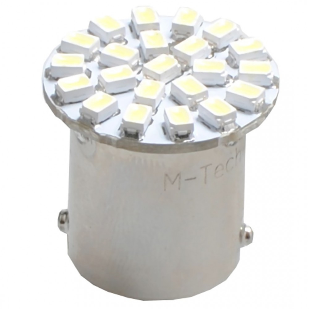 R5W/R10W 12V BA15s 1,44W LED 22xSMD3020 PREMIUM ΛΕΥΚΟ BLISTER 2ΤΕΜ. M-TECH - LB051W/MT R5W/R10W 12V BA15s 1,44W LED 22xSMD3020 PREMIUM ΛΕΥΚΟ BLISTER 2ΤΕΜ. M-TECH