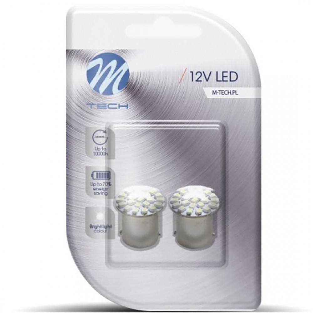 R5W/R10W 12V BA15s 1,44W LED 22xSMD3020 PREMIUM ΛΕΥΚΟ BLISTER 2ΤΕΜ. M-TECH - LB051W/MT R5W/R10W 12V BA15s 1,44W LED 22xSMD3020 PREMIUM ΛΕΥΚΟ BLISTER 2ΤΕΜ. M-TECH