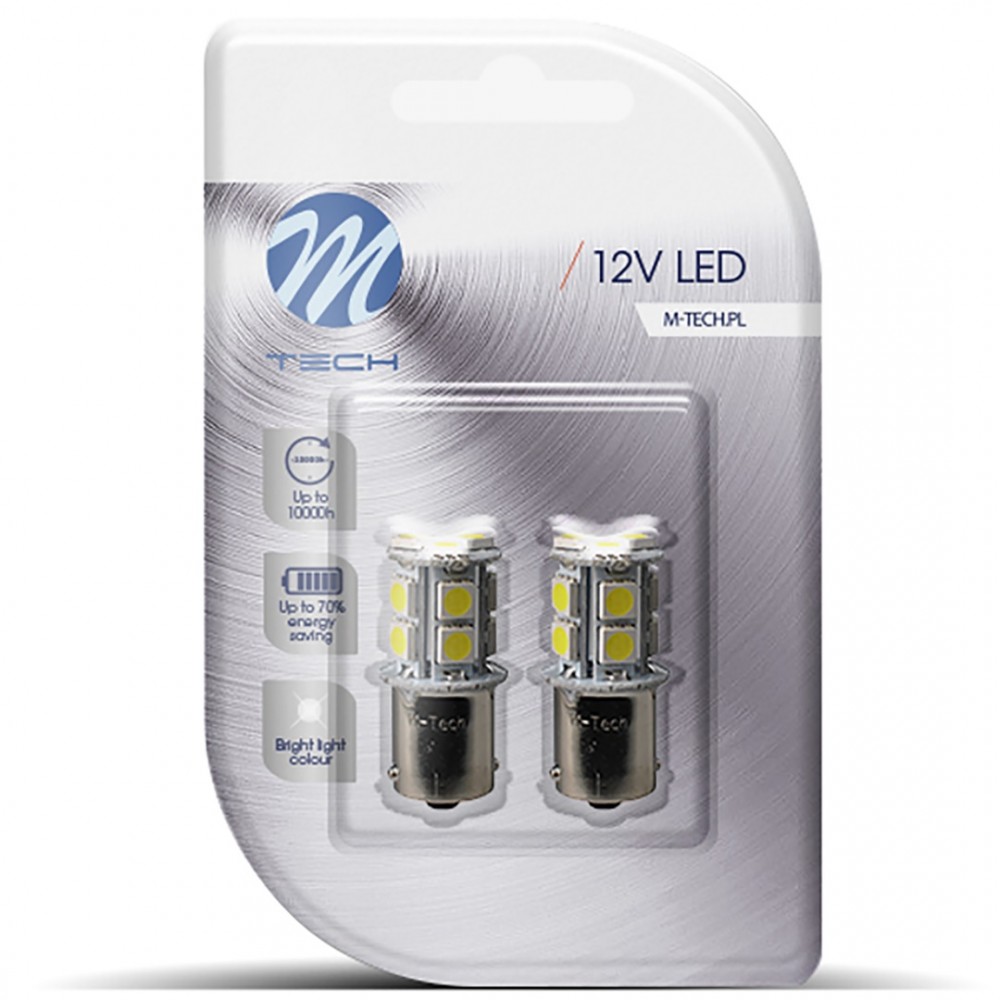 P21W 12V BA15s LED 13xSMD5050 ΛΕΥΚΟ (ΜΟΝΟΠΟΛΙΚΟ) BLISTER 2ΤΕΜ. M-TECH - LB060W/MT P21W 12V BA15s LED 13xSMD5050 ΛΕΥΚΟ (ΜΟΝΟΠΟΛΙΚΟ) BLISTER 2ΤΕΜ. M-TECH