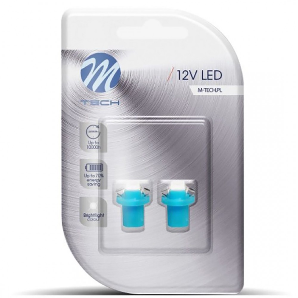 BAX 12V B8,5d 0,24W LED 1xSMD5050 ΜΠΛΕ BLISTER 2ΤΕΜ. M-TECH - LB092B/MT BAX 12V B8,5d 0,24W LED 1xSMD5050 ΜΠΛΕ BLISTER 2ΤΕΜ. M-TECH