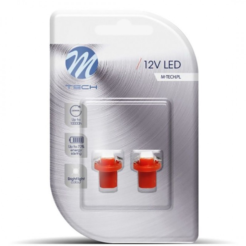 BAX 12V B8,5d 0,24W LED 1xSMD5050 ΚΟΚΚΙΝΟ BLISTER 2ΤΕΜ. M-TECH