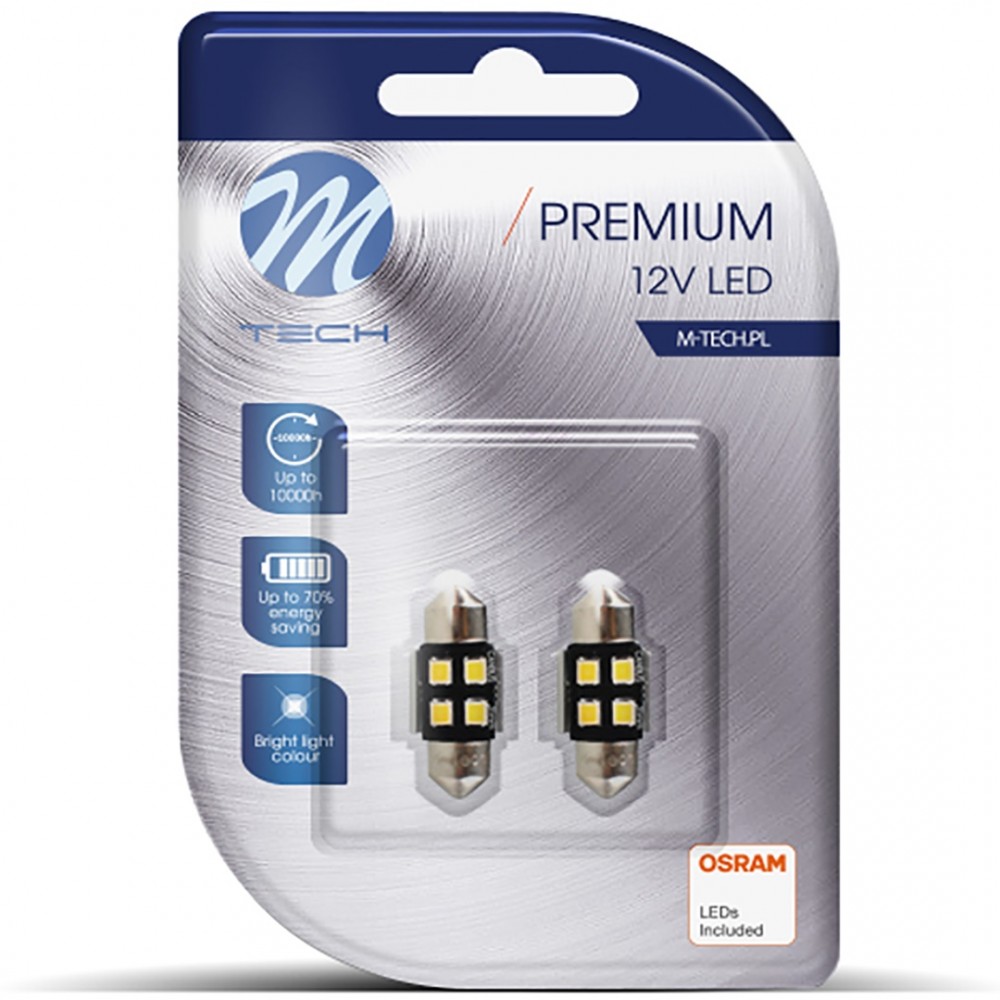 ΛΑΜΠΑΚΙΑ ΠΛΑΦΟΝΙΕΡΑΣ C5W/C10W 12V SV8.5 0,5W 31mm 4xSMD2835 LED OSRAM CAN-BUS ΛΕΥΚΟ 2ΤΕΜ. M-TECH - LB345W/MT ΛΑΜΠΑΚΙΑ ΠΛΑΦΟΝΙΕΡΑΣ C5W/C10W 12V SV8.5 0,5W 31mm 4xSMD2835 LED OSRAM CAN-BUS ΛΕΥΚΟ 2ΤΕΜ. M-TECH