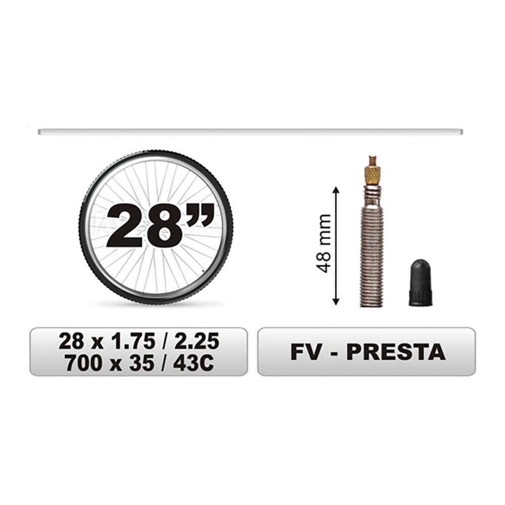 ΣΑΜΠΡΕΛΑ ΠΟΔΗΛΑΤΟΥ 28x1.75/2,25 ΜΕΓΑΛΗ ΒΑΛΒΙΔΑ 48mm CAR COMMERCE - 1 ΤΕΜ. - 68383-CC ΣΑΜΠΡΕΛΑ ΠΟΔΗΛΑΤΟΥ 28x1.75/2,25 ΜΕΓΑΛΗ ΒΑΛΒΙΔΑ 48mm CAR COMMERCE - 1 ΤΕΜ.