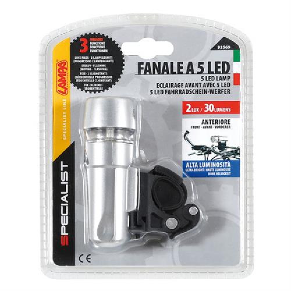 Φως εμπρός ποδηλάτου SPECIALIST ασημί 5led 3 χρήσεων - 9356.9-LB Φως εμπρός ποδηλάτου SPECIALIST ασημί 5led 3 χρήσεων