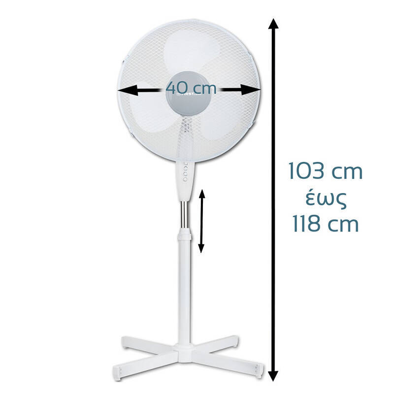 First Austria FA-5553-1 Ανεμιστήρας δαπέδου με 3 ταχύτητες 40CM (16″) 50 W