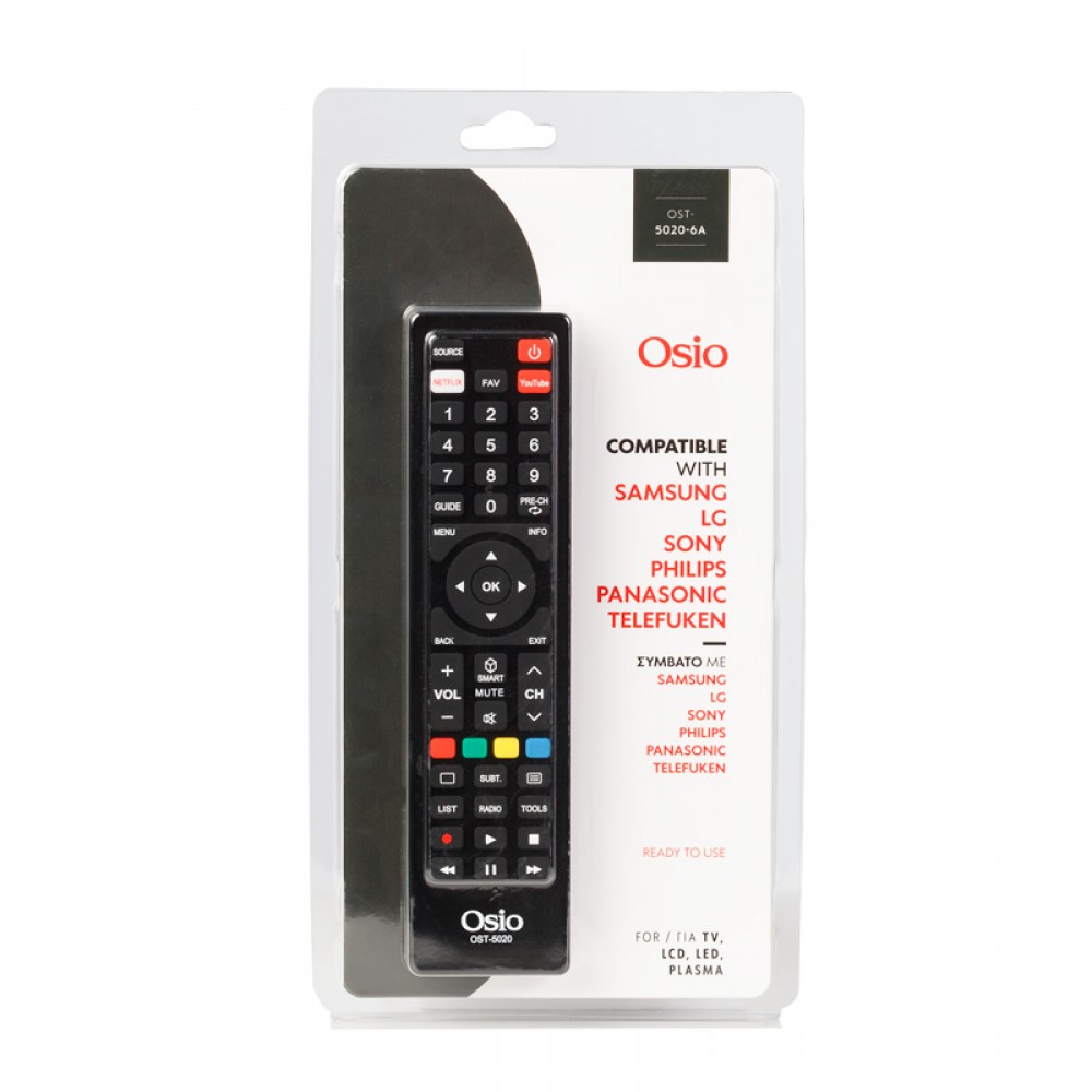 Osio OST-5020-6A Τηλεχειριστήριο για smart τηλεοράσεις SAMSUNG, LG, SONY, PHILIPS, PANASONIC, TELEFUNKEN - OST-5020-6A Osio OST-5020-6A Τηλεχειριστήριο για smart τηλεοράσεις SAMSUNG, LG, SONY, PHILIPS, PANASONIC, TELEFUNKEN - OST-5020-6A