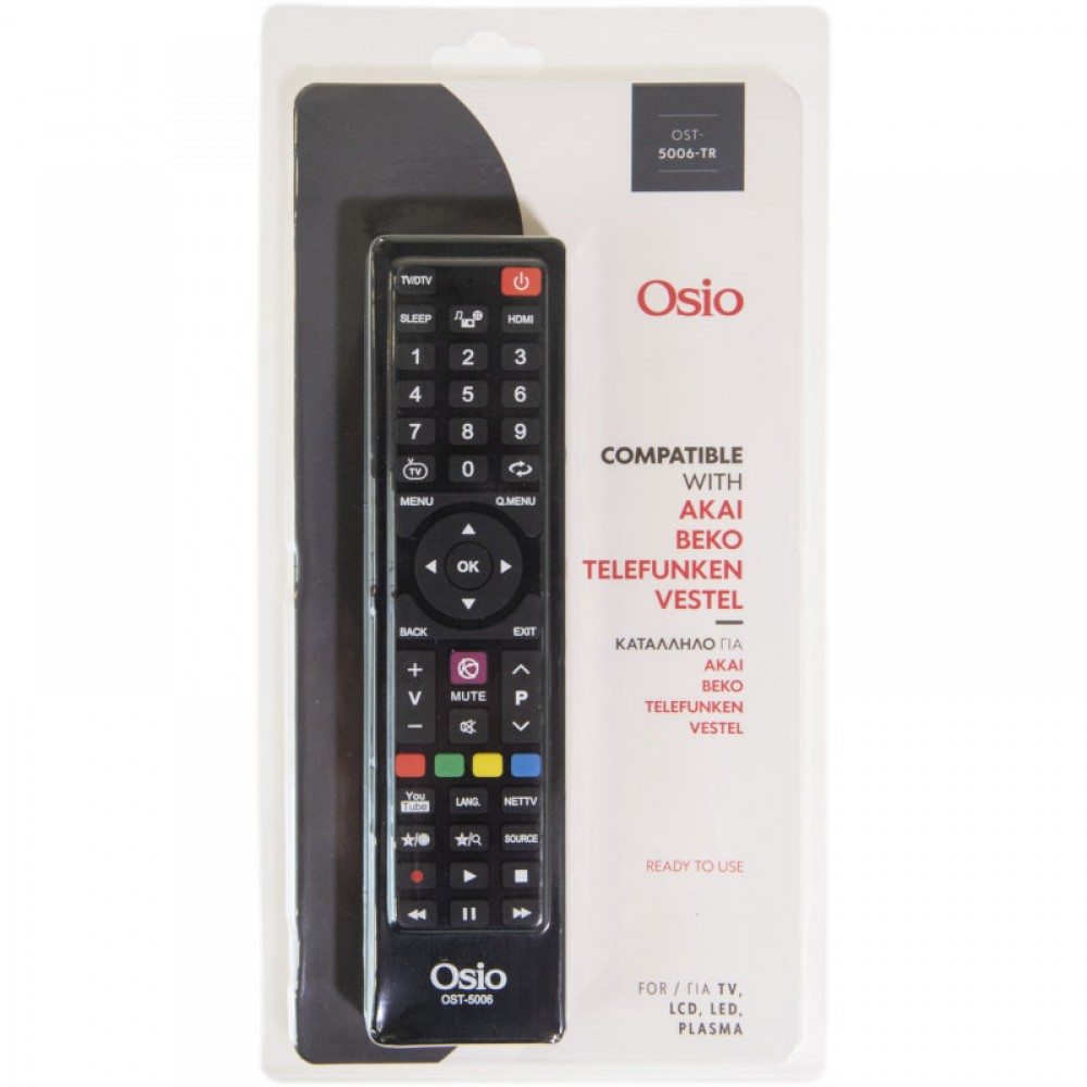 Osio OST-5006-TR Τηλεχειριστήριο για τηλεοράσεις AKAI, BEKO, TELEFUNKEN, VESTEL - OST-5006-TR Osio OST-5006-TR Τηλεχειριστήριο για τηλεοράσεις AKAI, BEKO, TELEFUNKEN, VESTEL - OST-5006-TR