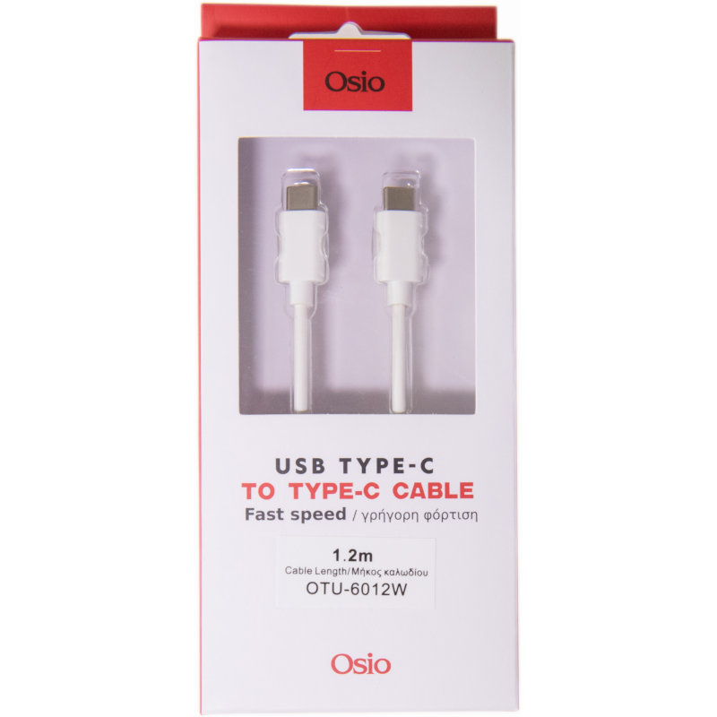 Osio OTU-6012W Καλώδιο USB Type-C σε USB Type-C – 1.2 m