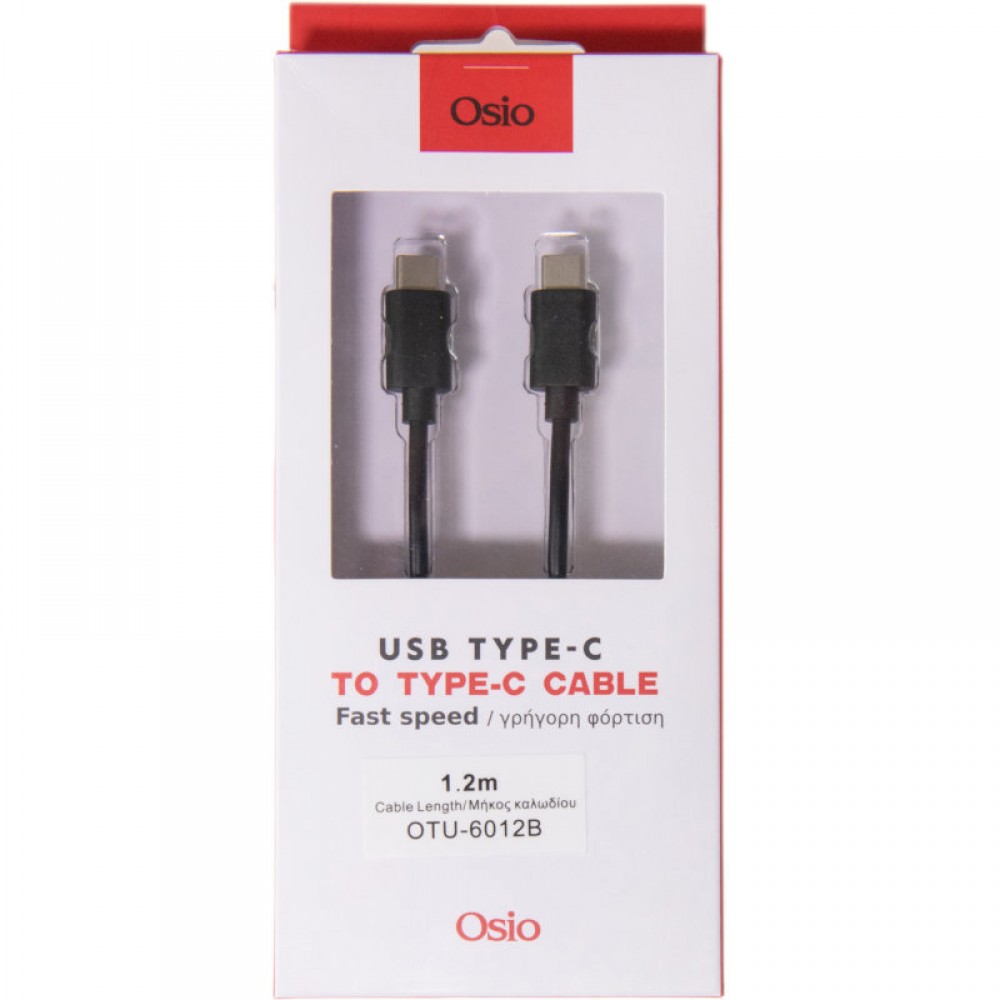 Osio OTU-6012B Καλώδιο USB Type-C σε USB Type-C – 1.2 m - OTU-6012B Osio OTU-6012B Καλώδιο USB Type-C σε USB Type-C – 1.2 m - OTU-6012B