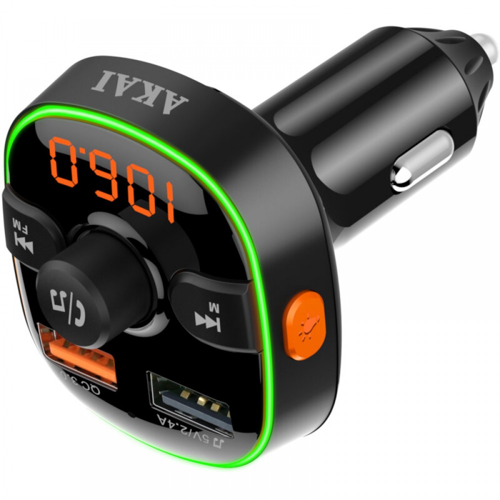 Akai FMT-52BT FM transmitter με LED, Hands Free, φορτιστή αυτοκινήτου, Bluetooth, micro SD, και 2 USB - FMT-52BT Akai FMT-52BT FM transmitter με LED, Hands Free, φορτιστή αυτοκινήτου, Bluetooth, micro SD, και 2 USB - FMT-52BT