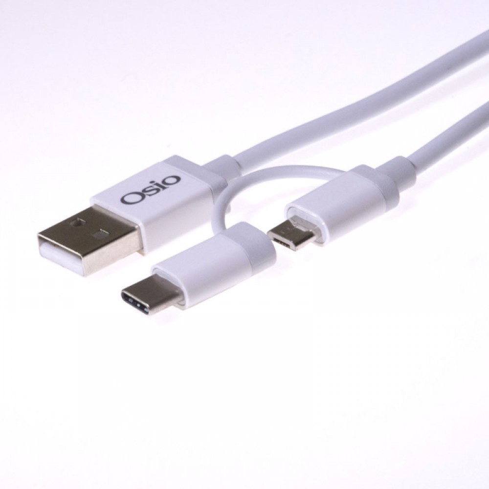 Osio OTU-495W Καλώδιο USB σε micro USB & USB TYPE C με αντάπτορα – 1 m - OTU-495W Osio OTU-495W Καλώδιο USB σε micro USB & USB TYPE C με αντάπτορα – 1 m - OTU-495W