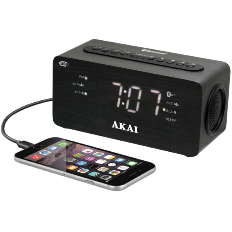 Akai ACR-2993 Ψηφιακό ξυπνητήρι με Bluetooth, Aux-In, USB για φόρτιση κινητού και διπλή αφύπνιση