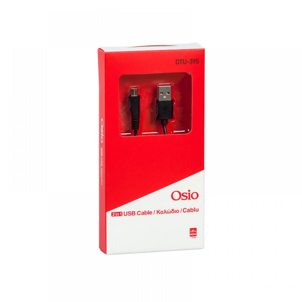Osio OTU-395 Μαύρο Καλώδιο USB σε micro USB 1.2 m - OTU-395 B Osio OTU-395 Μαύρο Καλώδιο USB σε micro USB 1.2 m - OTU-395 B