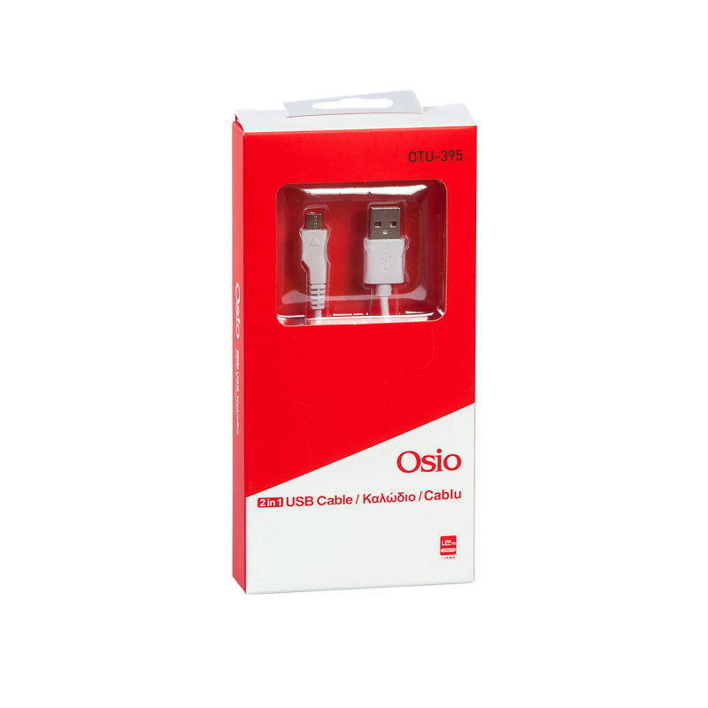 Osio OTU-395 Λευκό Καλώδιο USB σε micro USB 1.2 m