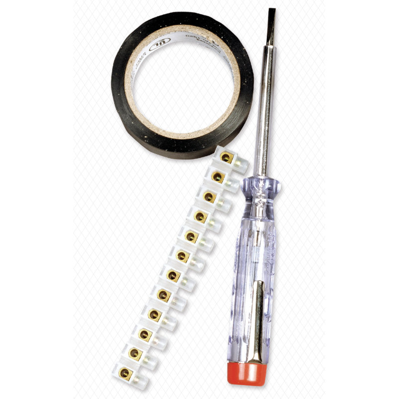 Heitech 04002433 Ηλεκτρολογικό σετ με δοκιμαστικό κατσαβίδι, μονωτική ταινία και κλέμες