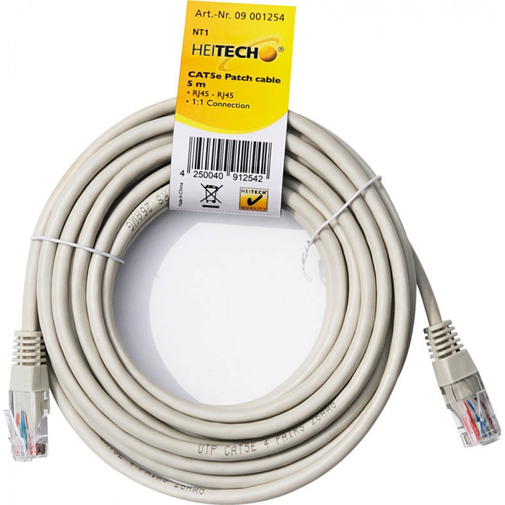 Heitech 09001254 Καλώδιο δικτύου Cat5e RJ45 σε RJ45 5 m - 09001254 Heitech 09001254 Καλώδιο δικτύου Cat5e RJ45 σε RJ45 5 m - 09001254