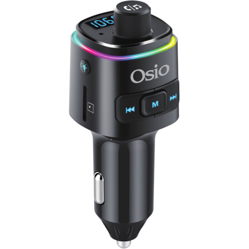 Osio OFT-4240BT FM transmitter και φορτιστής με Bluetooth, Fast Charge USB & USB Type-C, micro SD και LED