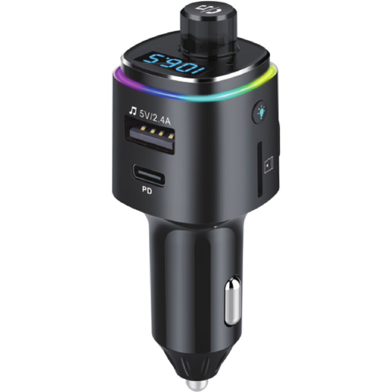 Osio OFT-4240BT FM transmitter και φορτιστής με Bluetooth, Fast Charge USB & USB Type-C, micro SD και LED
