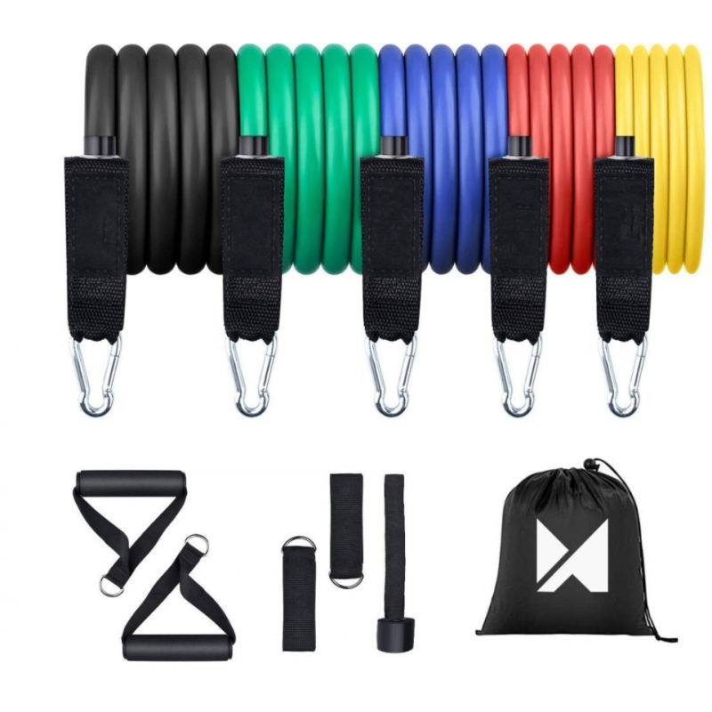 Λάστιχα γυμναστικής (αντίστασης) Wozinsky 11 Pack Exercise Resistance Bands with Handles Exercise Stretch Fitness Home Set Incl - 5005