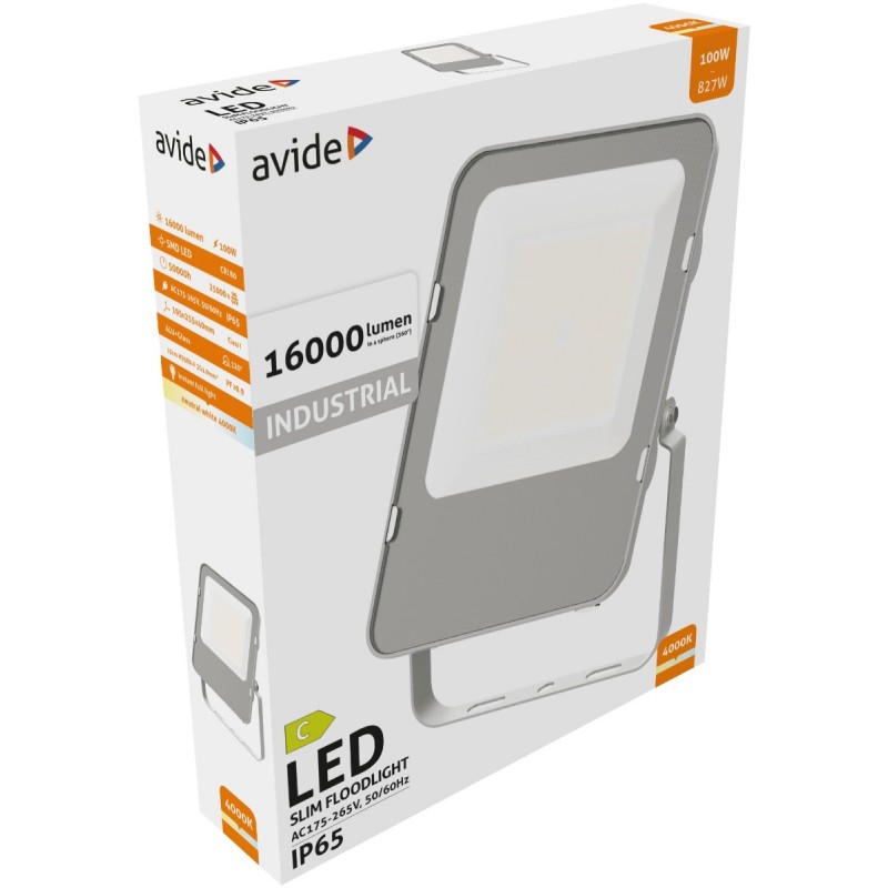 Avide LED Flood Light Industrial SMD 100W NW 4000K 160lm/W
