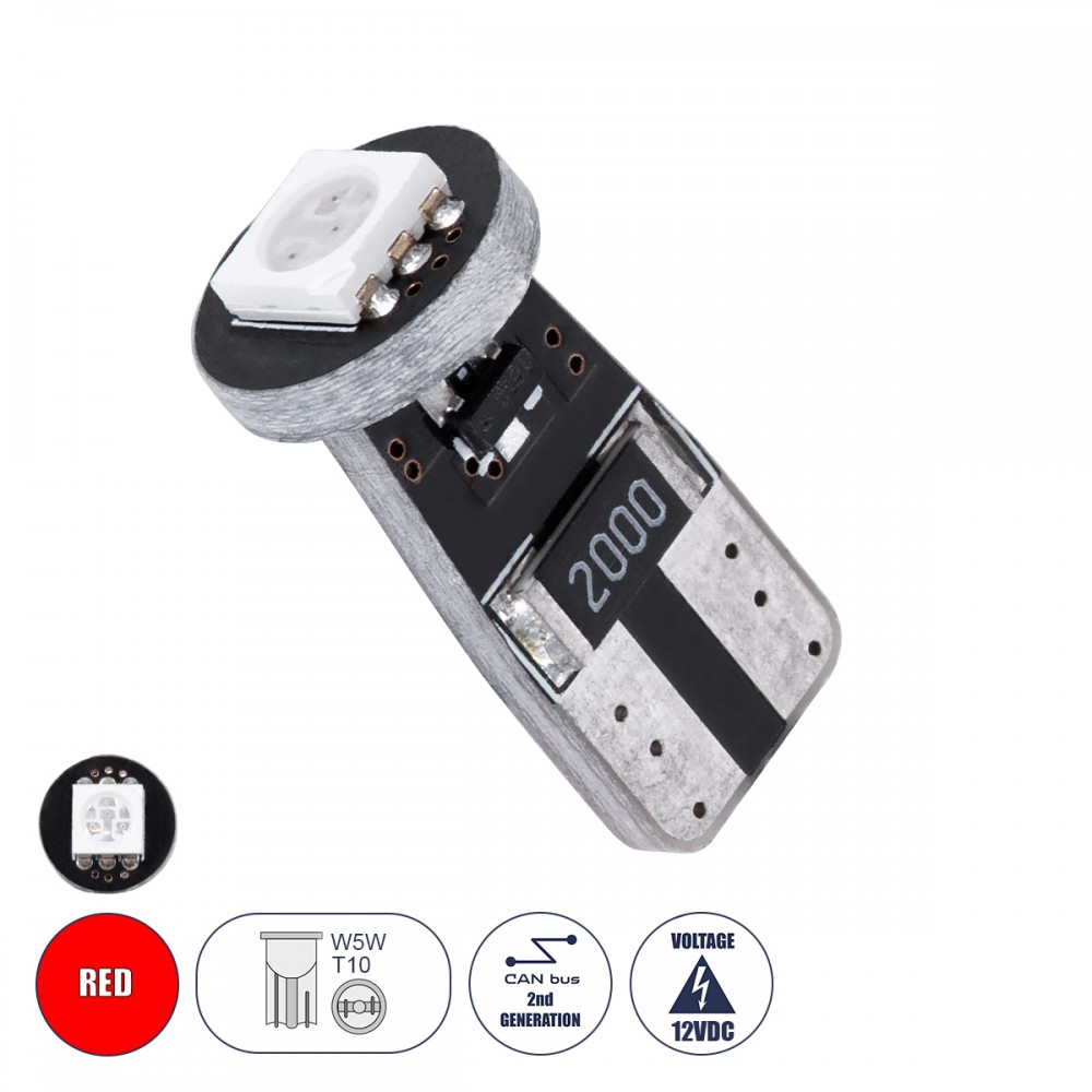 Λαμπτήρας LED T10 Can Bus με 1 SMD 5050 Κόκκινο GloboStar 71740 - 71740 Λαμπτήρας LED T10 Can Bus με 1 SMD 5050 Κόκκινο GloboStar 71740