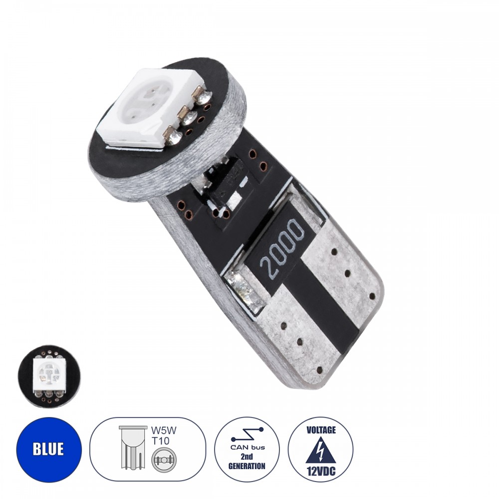 Λαμπτήρας LED T10 Can Bus με 1 SMD 5050 Μπλε GloboStar 24640 - 24640 Λαμπτήρας LED T10 Can Bus με 1 SMD 5050 Μπλε GloboStar 24640