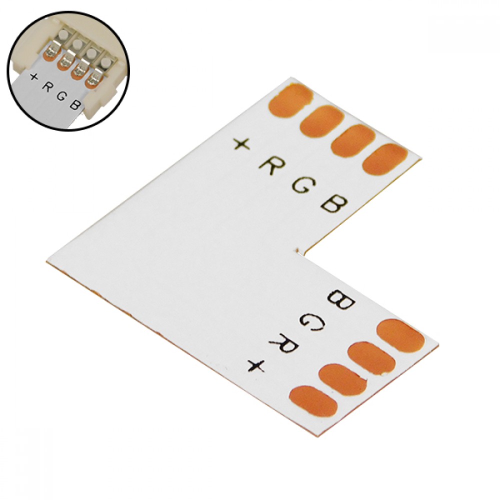 Connector L για Ταινία LED 7.2 & 14.4 Watt RGB GloboStar 52550 - 52550 Connector L για Ταινία LED 7.2 & 14.4 Watt RGB GloboStar 52550