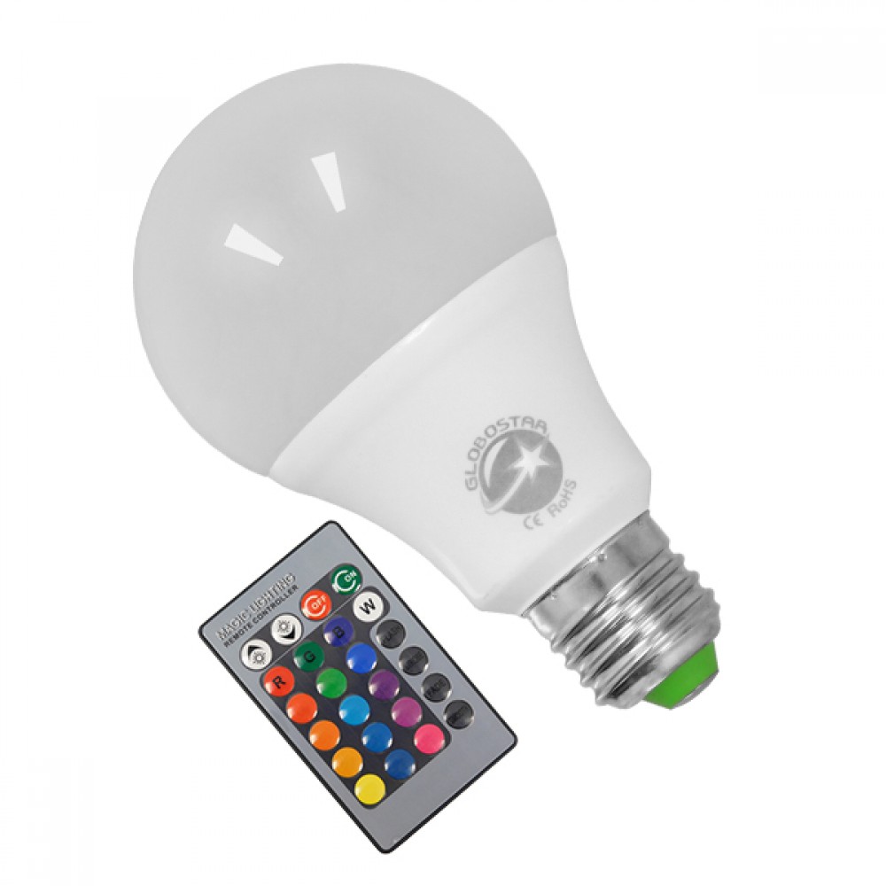 Λάμπα LED E27 A70 Γλόμπος 8W 230V 520lm 260° με Ασύρματο Χειριστήριο RGB GloboStar 88964 - 88964 Λάμπα LED E27 A70 Γλόμπος 8W 230V 520lm 260° με Ασύρματο Χειριστήριο RGB GloboStar 88964