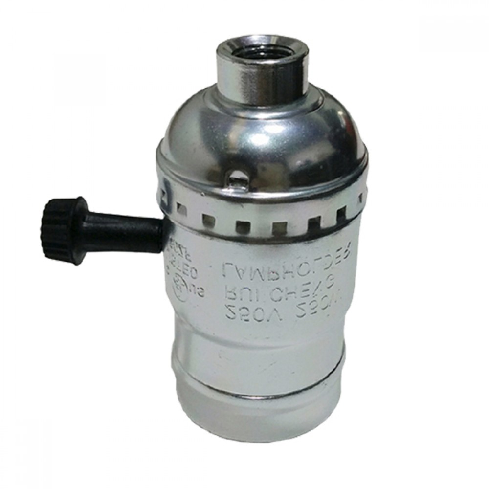 Vintage Industrial Retro E27 Ασημί Ντουί με Διακόπτη DIY GloboStar 90017 - 90017 Vintage Industrial Retro E27 Ασημί Ντουί με Διακόπτη DIY GloboStar 90017