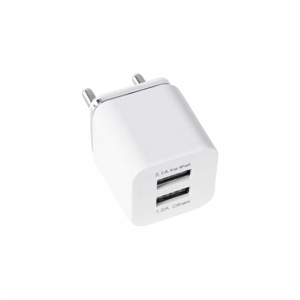 Φορτιστής USB 2 Θέσεων Wall Adapter 2.1A & 1A 5V DC Λευκός με Χρώμιο GloboStar 69996 - 69996 Φορτιστής USB 2 Θέσεων Wall Adapter 2.1A & 1A 5V DC Λευκός με Χρώμιο GloboStar 69996