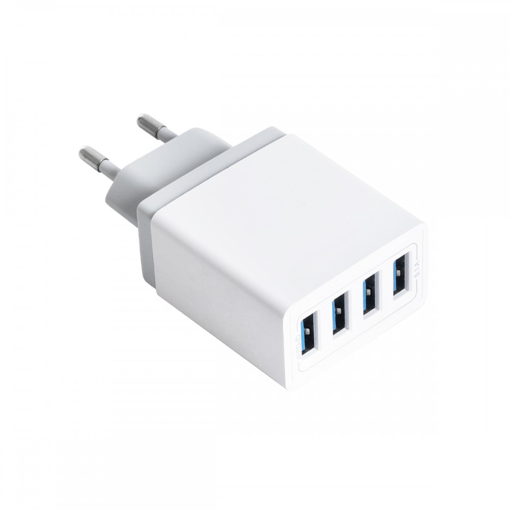 Φορτιστής USB 4 Θέσεων Wall Adapter 2 x AUTO 2.1A & 2 x 1A 5V DC Λευκός με Χρώμιο GloboStar 69997 - 69997 Φορτιστής USB 4 Θέσεων Wall Adapter 2 x AUTO 2.1A & 2 x 1A 5V DC Λευκός με Χρώμιο GloboStar 69997