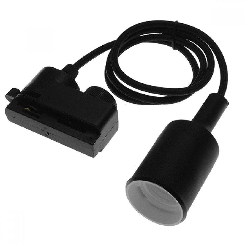 Μονοφασικός Connector 2 Καλωδίων με 1 Μέτρο Υφασμάτινο Καλώδιο και Ντουί E27 για Μαύρη Ράγα Οροφής GloboStar 93125 - 93125 Μονοφασικός Connector 2 Καλωδίων με 1 Μέτρο Υφασμάτινο Καλώδιο και Ντουί E27 για Μαύρη Ράγα Οροφής GloboStar 93125