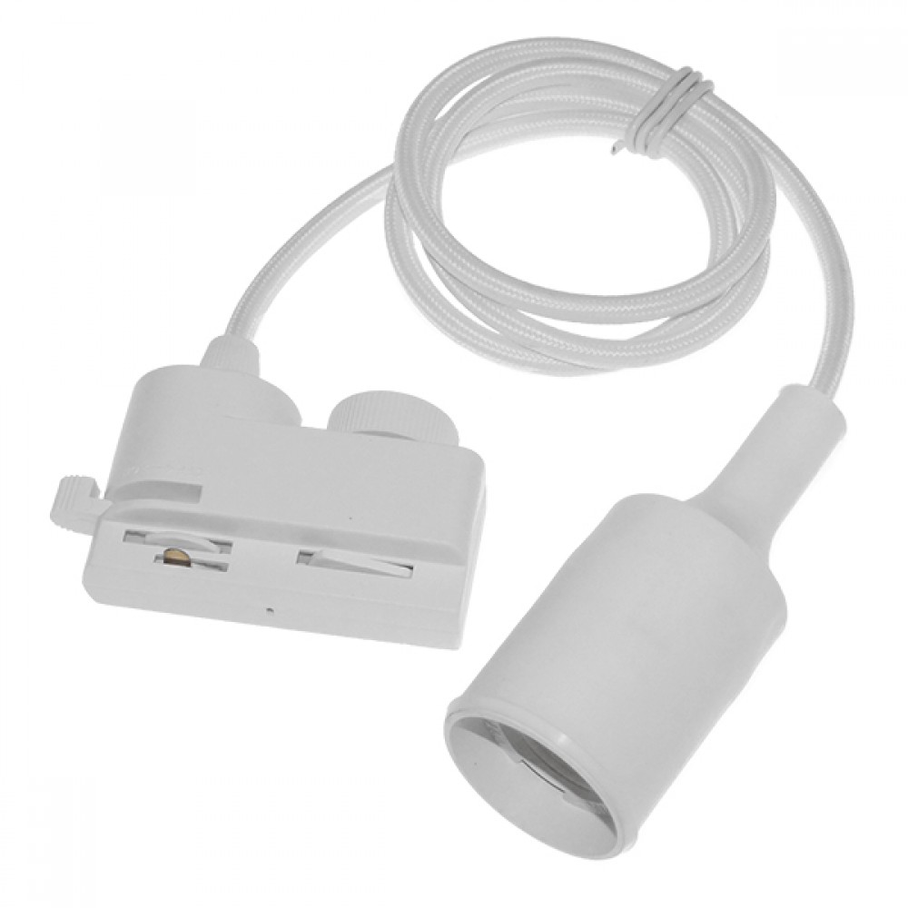 Μονοφασικός Connector 2 Καλωδίων με 1 Μέτρο Υφασμάτινο Καλώδιο και Ντουί E27 για Λευκή Ράγα Οροφής GloboStar 93126 - 93126 Μονοφασικός Connector 2 Καλωδίων με 1 Μέτρο Υφασμάτινο Καλώδιο και Ντουί E27 για Λευκή Ράγα Οροφής GloboStar 93126