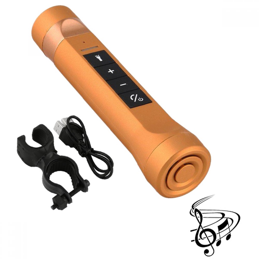 LED Φακός Επαναφορτιζόμενος 8W 800lm Χρυσός POWERBANK με Βάση Στήριξης Ποδηλάτου και Υποδοχές SD Card - USB με Ηχείο 3W Bluetooth GloboStar 06209 - 06209 LED Φακός Επαναφορτιζόμενος 8W 800lm Χρυσός POWERBANK με Βάση Στήριξης Ποδηλάτου και Υποδοχές SD Card - USB με Ηχείο 3W Bluetooth GloboStar 06209