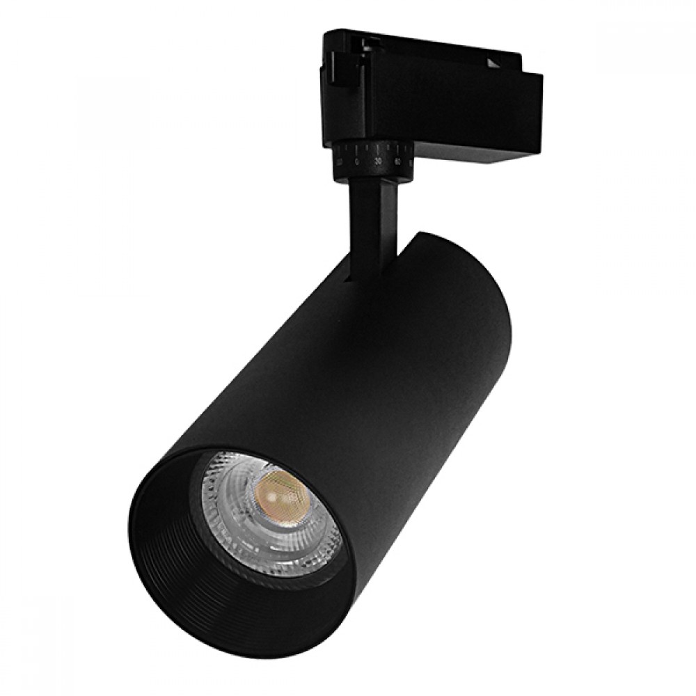 Μονοφασικό Bridgelux COB LED Μάυρο Φωτιστικό Σποτ Ράγας 30W 230V 3600lm 30° Θερμό Λευκό 3000k GloboStar 93111 - 93111 Μονοφασικό Bridgelux COB LED Μάυρο Φωτιστικό Σποτ Ράγας 30W 230V 3600lm 30° Θερμό Λευκό 3000k GloboStar 93111