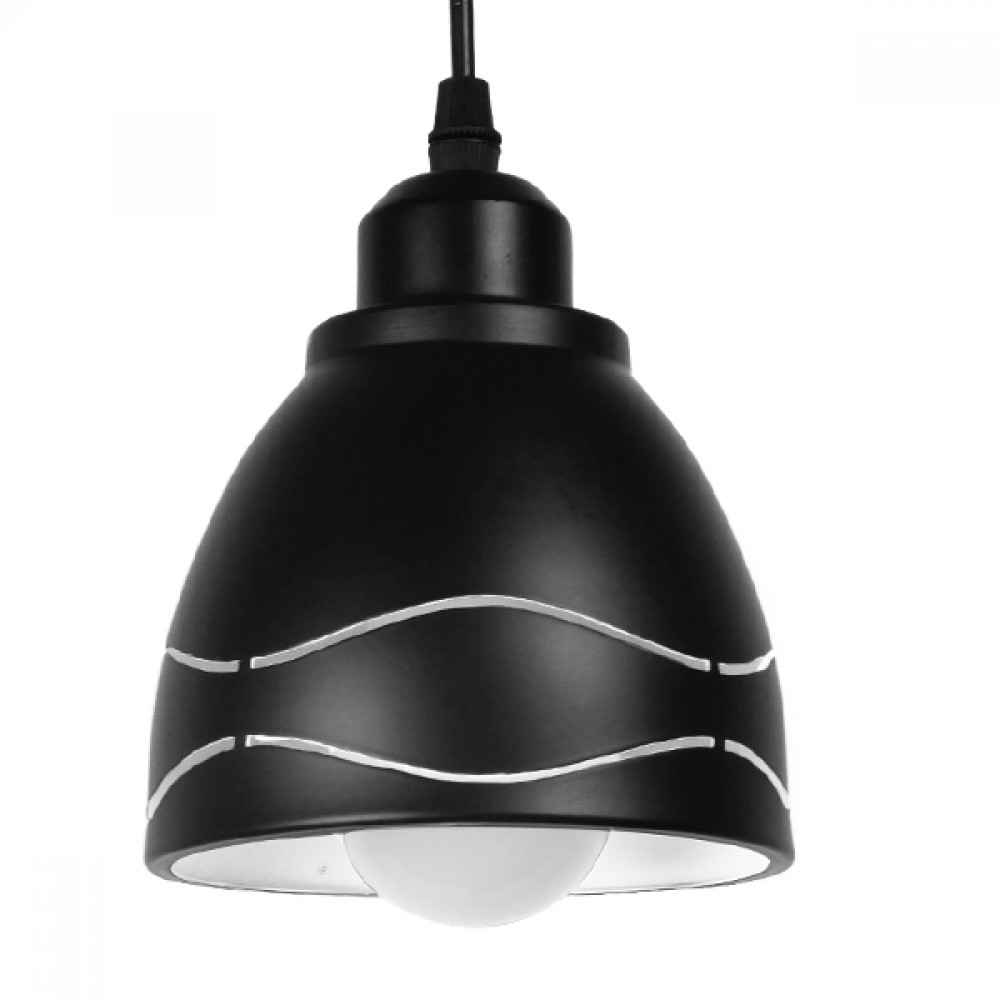 GloboStar® LAGUNA 01477 Μοντέρνο Κρεμαστό Φωτιστικό Οροφής Μονόφωτο Μεταλλικό Μαύρο Λευκό Καμπάνα Φ13 x Υ14cm - 01477 GloboStar® LAGUNA 01477 Μοντέρνο Κρεμαστό Φωτιστικό Οροφής Μονόφωτο Μεταλλικό Μαύρο Λευκό Καμπάνα Φ13 x Υ14cm