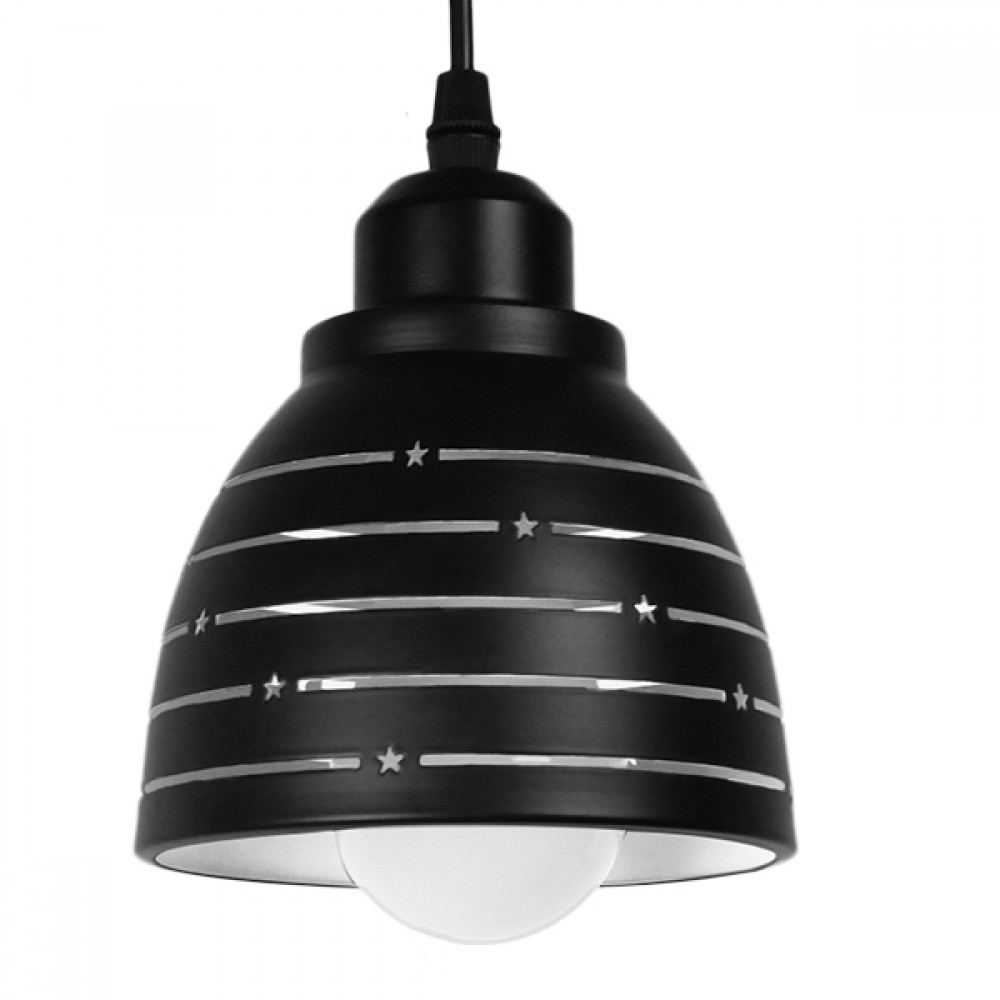 GloboStar® LINE STARS 01483 Μοντέρνο Κρεμαστό Φωτιστικό Οροφής Μονόφωτο Μεταλλικό Μαύρο Λευκό Καμπάνα Φ13 x Υ14cm - 01483 GloboStar® LINE STARS 01483 Μοντέρνο Κρεμαστό Φωτιστικό Οροφής Μονόφωτο Μεταλλικό Μαύρο Λευκό Καμπάνα Φ13 x Υ14cm