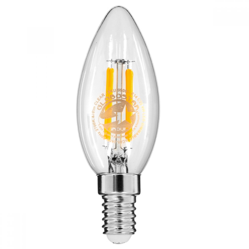 GloboStar® 99001 Λάμπα E14 C35 Κεράκι LED FILAMENT 4W 440 lm 320° AC 85-265V Edison Retro με Διάφανο Γυαλί Θερμό Λευκό 2700 K Dimmable - 99001 GloboStar® 99001 Λάμπα E14 C35 Κεράκι LED FILAMENT 4W 440 lm 320° AC 85-265V Edison Retro με Διάφανο Γυαλί Θερμό Λευκό 2700 K Dimmable
