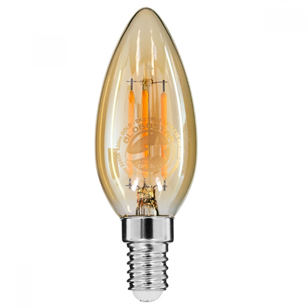 GloboStar® 99031 Λάμπα E14 C35 Κεράκι LED FILAMENT 4W 420 lm 320° AC 85-265V Edison Retro με Μελί Γυαλί Ultra Θερμό Λευκό 2200 K Dimmable - 99031 GloboStar® 99031 Λάμπα E14 C35 Κεράκι LED FILAMENT 4W 420 lm 320° AC 85-265V Edison Retro με Μελί Γυαλί Ultra Θερμό Λευκό 2200 K Dimmable
