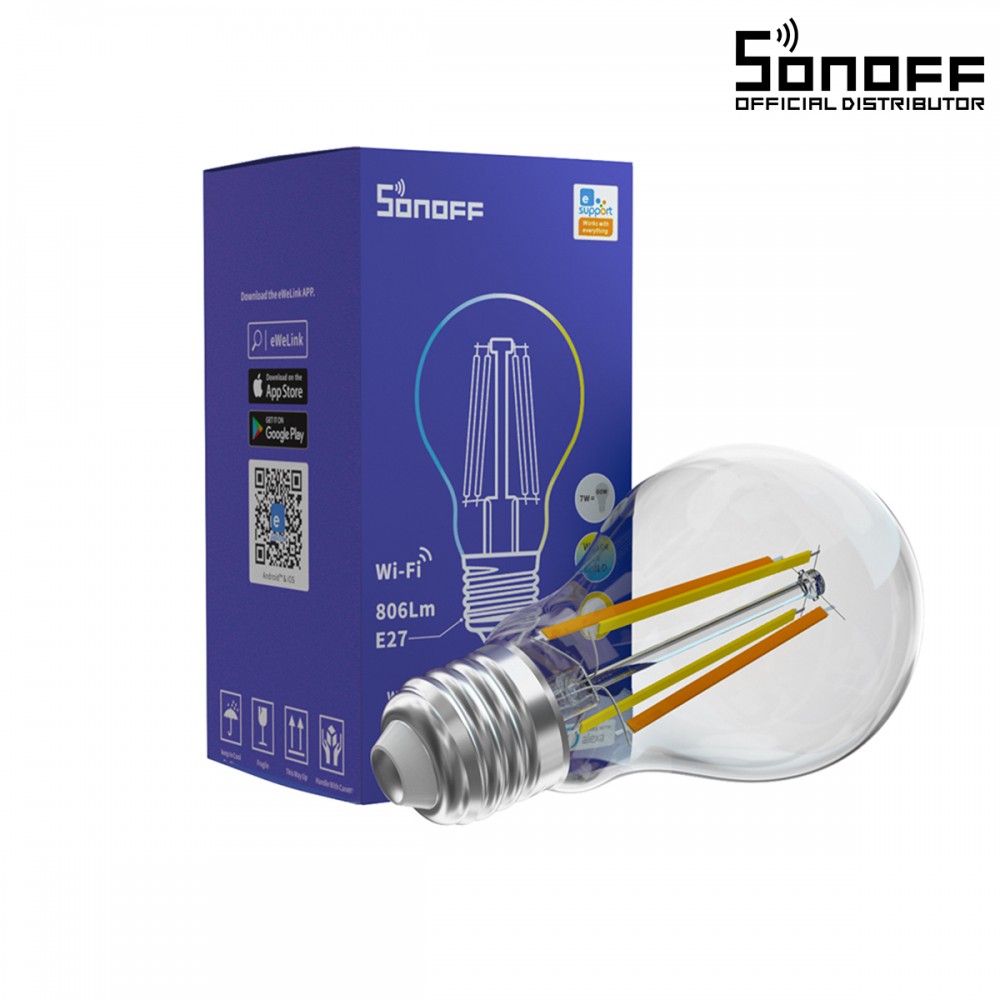 GloboStar® 80027 SONOFF B02-F-A60-R2 - Wi-Fi Smart LED Filament Bulb E27 A60 7W 806lm AC 220-240V CCT Change from 2200K to 6500K Dimmable - 80027 GloboStar® 80027 SONOFF B02-F-A60-R2 - Wi-Fi Smart LED Filament Bulb E27 A60 7W 806lm AC 220-240V CCT Change from 2200K to 6500K Dimmable - 80027