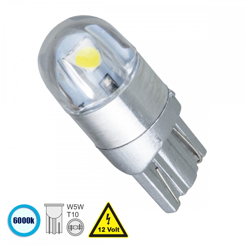 GloboStar® 81043 Λάμπα Αυτοκινήτου T10 W5W LED 2 SMD 3030 2.5W 400lm 360° DC 12V IP20 Ψυχρό Λευκό 6000K - 81043 Λαμπτήρας LED T10 12v με 2 SMD 3030 Ψυχρό Λευκό 6000k GloboStar 81043