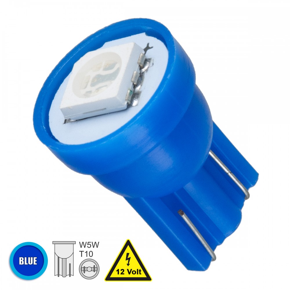 GloboStar® 81047 Λάμπα Αυτοκινήτου T10 W5W LED 1 SMD 5050 0.8W 96lm 120° DC 12V IP20 Μπλε - 81047 Λαμπτήρας LED T10 με 1 SMD 5050 Μπλε GloboStar 81047