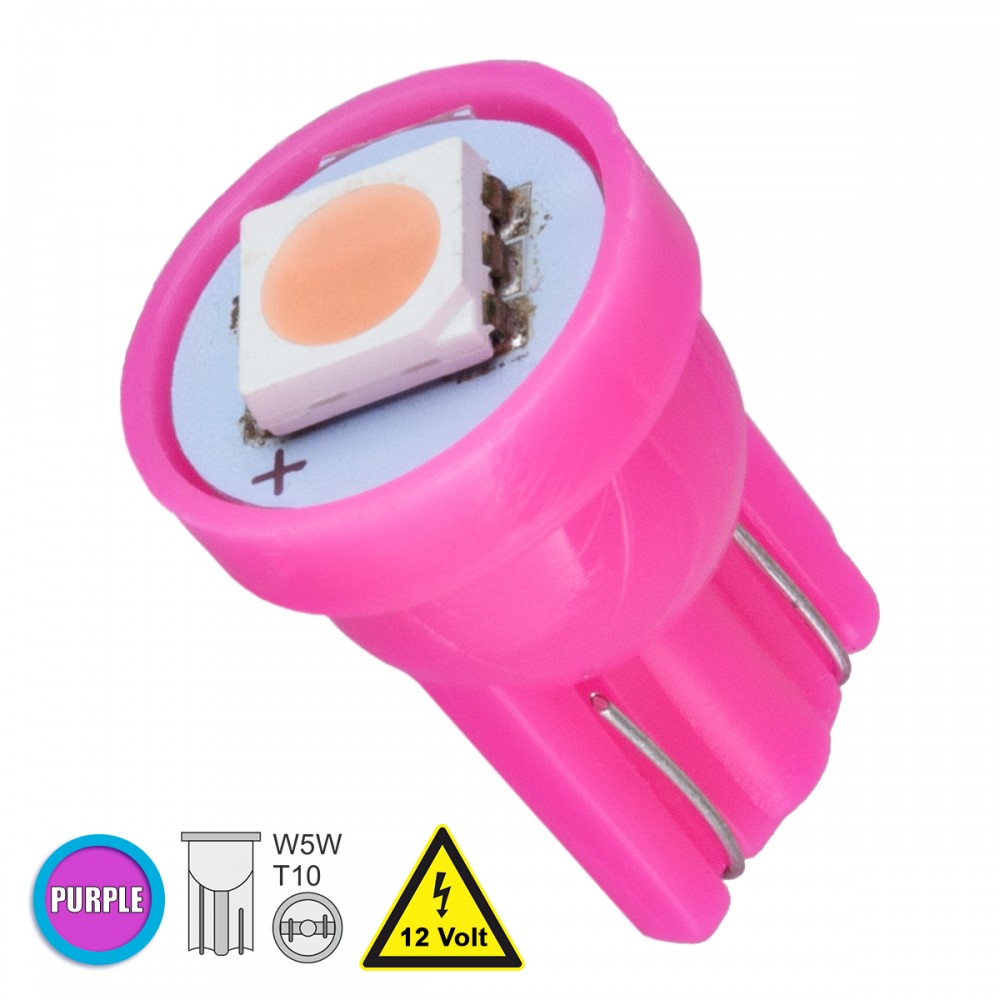 GloboStar® 81049 Λάμπα Αυτοκινήτου T10 W5W LED 1 SMD 5050 0.8W 96lm 120° DC 12V IP20 Φούξια - Ροζ - 81049 Λαμπτήρας LED T10 με 1 SMD 5050 Φούξια GloboStar 81049