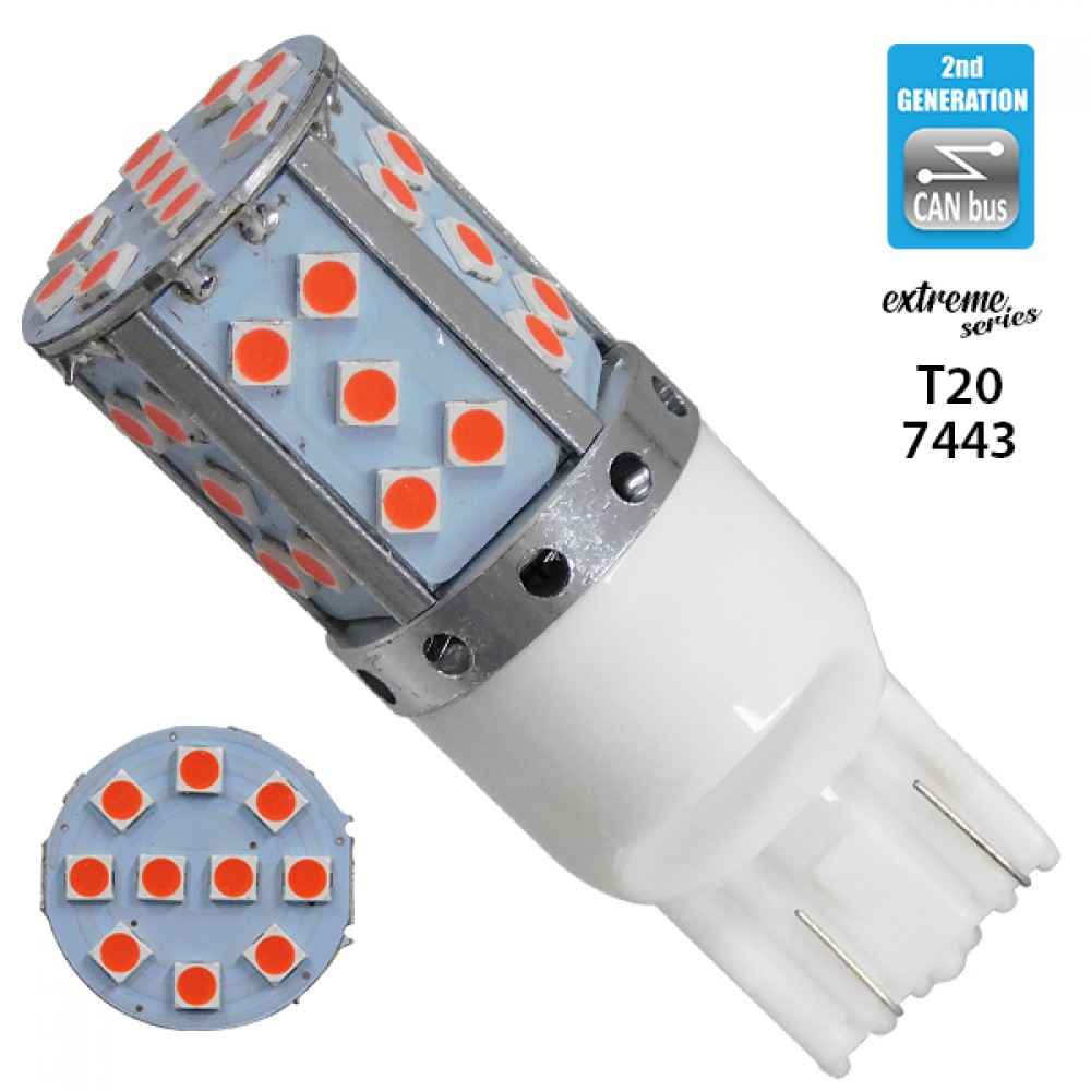 Λαμπτήρας LED Extreme Series Can-Bus 2ης Γενιάς με βάση T20 7443 15W 12v Κόκκινος για Πορείας Στοπ GloboStar 81156 - 81156 Λαμπτήρας LED Extreme Series Can-Bus 2ης Γενιάς με βάση T20 7443 15W 12v Κόκκινος για Πορείας Στοπ GloboStar 81156
