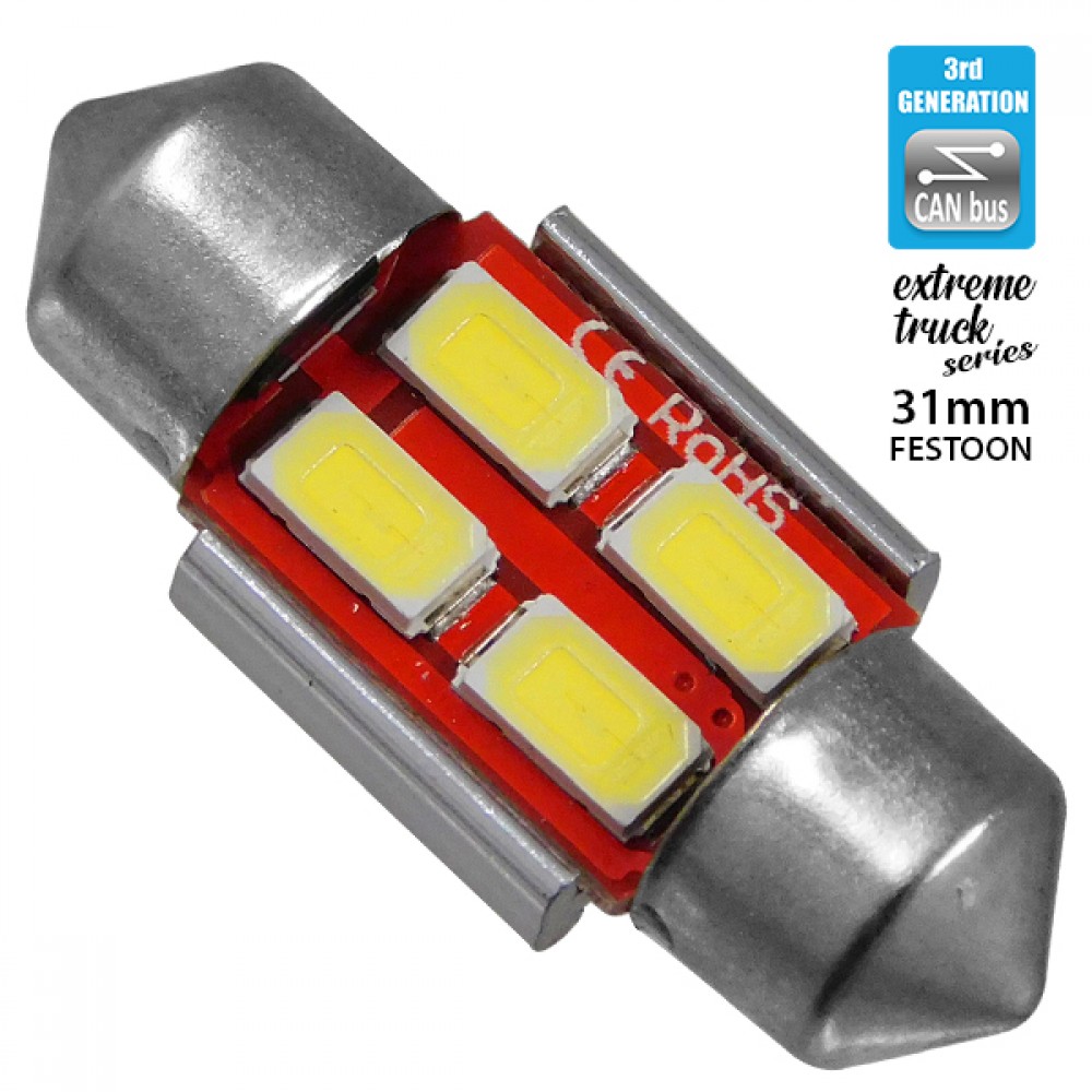 Σωληνωτός LED Extreme Truck Series Can-Bus 3ης Γενιάς 31mm 3w 24V Ψυχρό Λευκό 6000k GloboStar 81341 - 81341 Σωληνωτός LED Extreme Truck Series Can-Bus 3ης Γενιάς 31mm 3w 24V Ψυχρό Λευκό 6000k GloboStar 81341