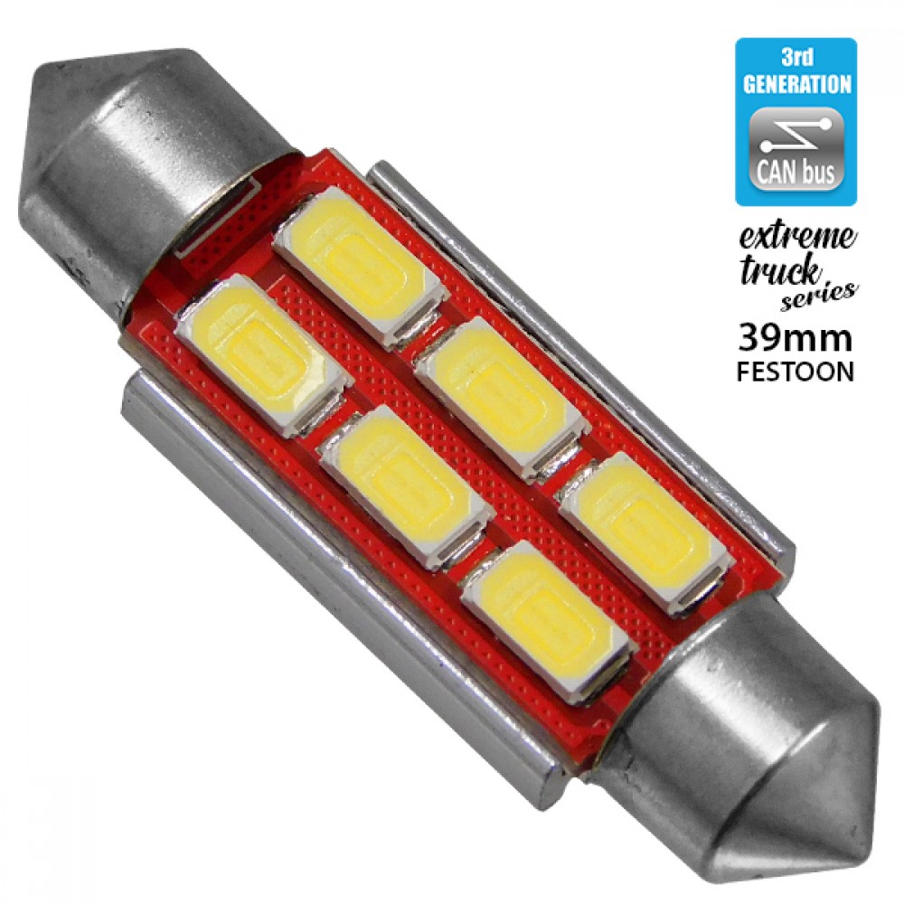 Σωληνωτός LED Extreme Truck Series Can-Bus 3ης Γενιάς 39mm 4.5w 24V Ψυχρό Λευκό 6000k GloboStar 81343 - 81343 Σωληνωτός LED Extreme Truck Series Can-Bus 3ης Γενιάς 39mm 4.5w 24V Ψυχρό Λευκό 6000k GloboStar 81343