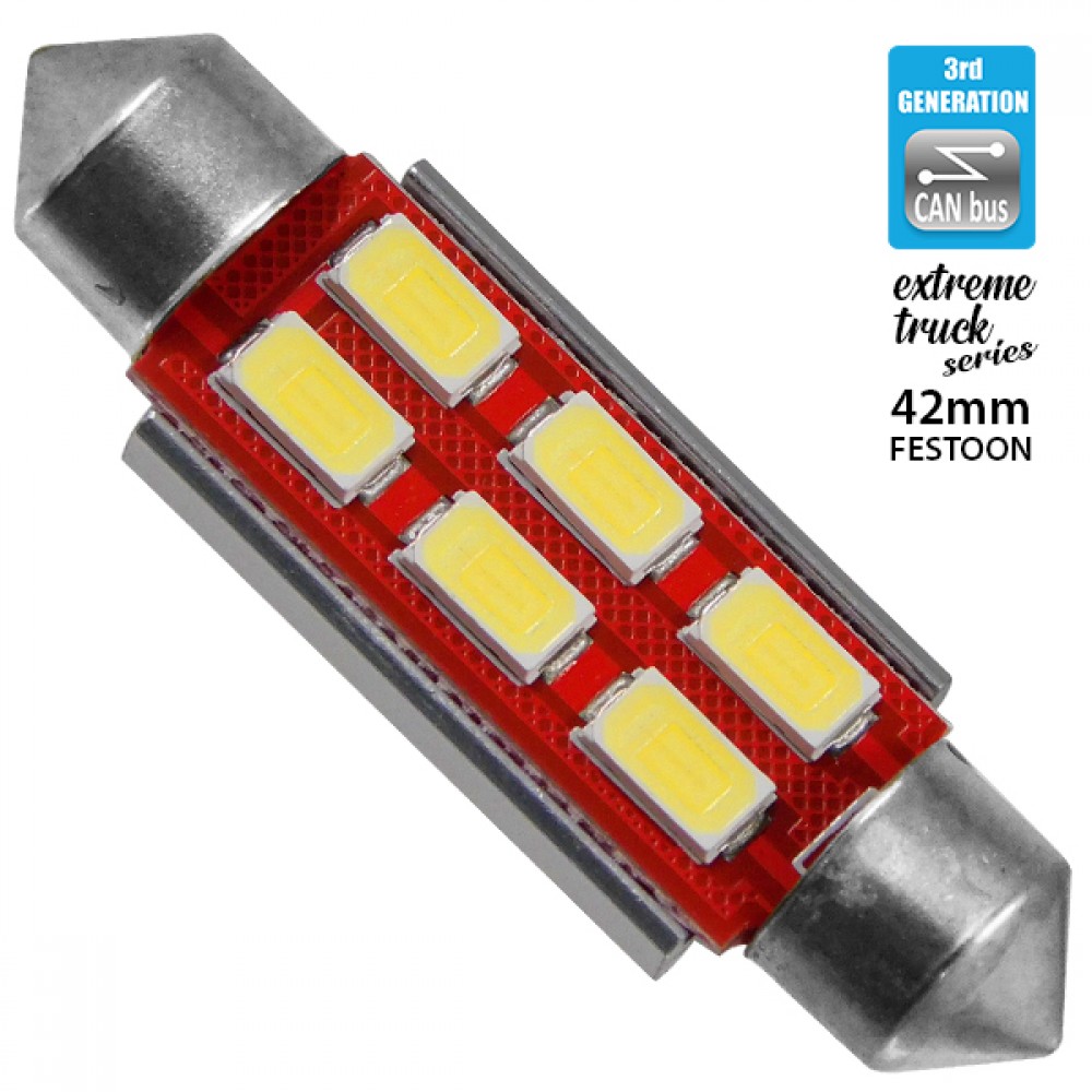Σωληνωτός LED Extreme Truck Series Can-Bus 3ης Γενιάς 42mm 4.5w 24V Ψυχρό Λευκό 6000k GloboStar 81344 - 81344 Σωληνωτός LED Extreme Truck Series Can-Bus 3ης Γενιάς 42mm 4.5w 24V Ψυχρό Λευκό 6000k GloboStar 81344