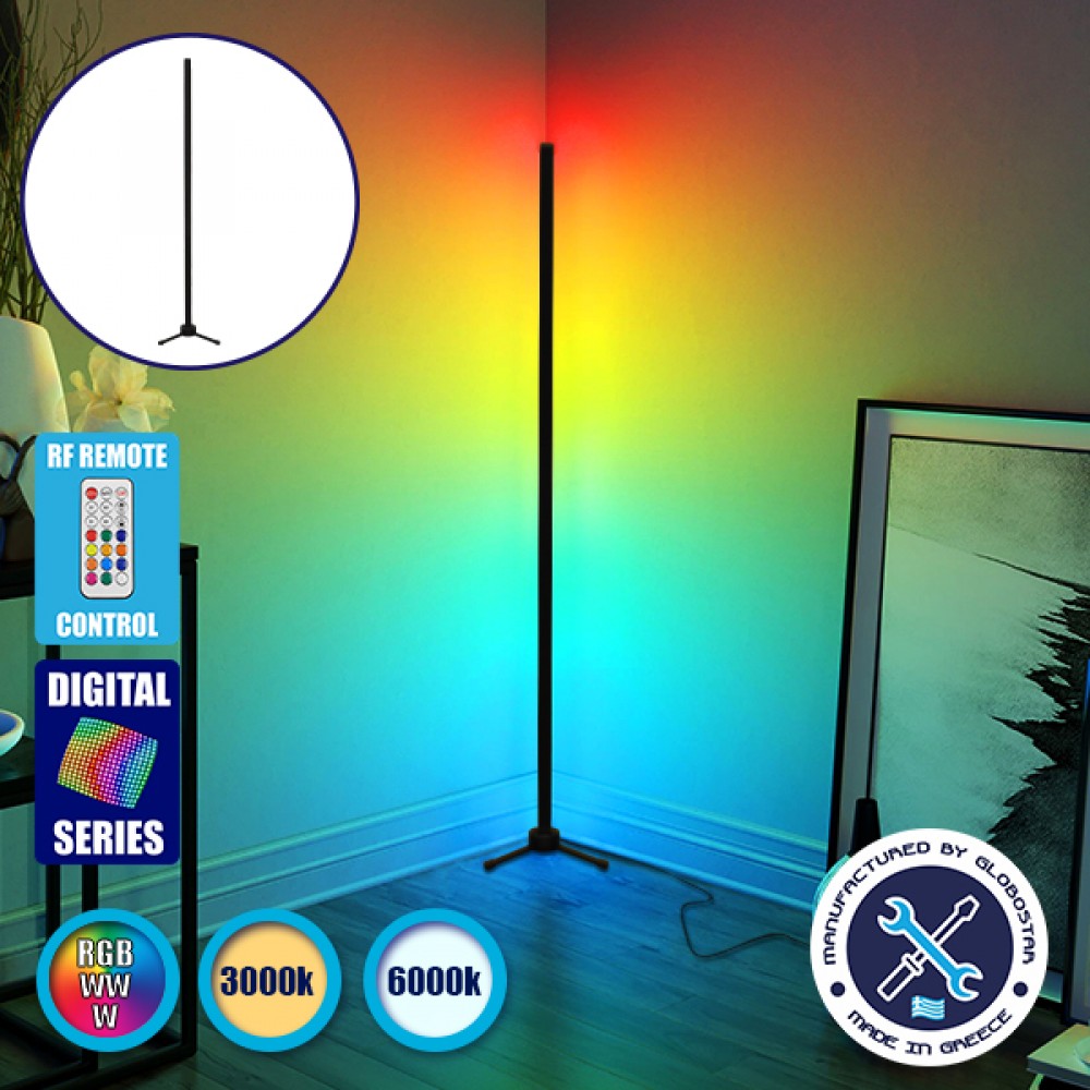 Μοντέρνο Minimal Επιδαπέδιο Μαύρο Φωτιστικό 100cm LED 16 Watt με Ασύρματο Χειριστήριο 2.4G RF & Dimmer RGBW+WW Πολύχρωμο Digital Magic Dot Pixel GloboStar ALIEN Design GLOBO-100-11 - GLOBO-100-11 Μοντέρνο Minimal Επιδαπέδιο Μαύρο Φωτιστικό 100cm LED 16 Watt με Ασύρματο Χειριστήριο 2.4G RF & Dimmer RGBW+WW Πολύχρωμο Digital Magic Dot Pixel GloboStar ALIEN Design GLOBO-100-11