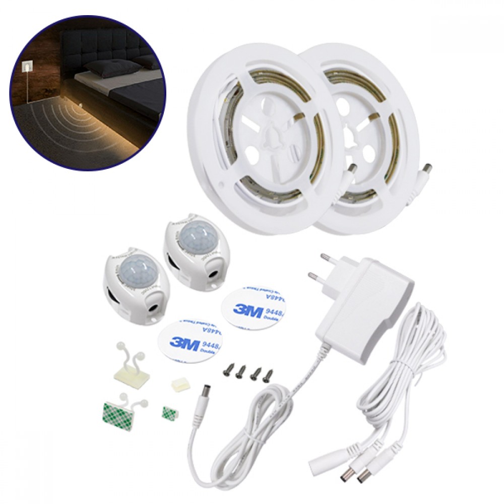 ΣΕΤ Ταινία LED Κρεβατιού 2 x 1.2m 12W 1200lm 2835 SMD 120° Αδιάβροχη IP65 με Τροφοδοτικό DC 12W 230V & 2 x Ανιχνευτές Κίνησης 360° Φυσικό Λευκό 4000k GloboStar 06015 - 06015 ΣΕΤ Ταινία LED Κρεβατιού 2 x 1.2m 12W 1200lm 2835 SMD 120° Αδιάβροχη IP65 με Τροφοδοτικό DC 12W 230V & 2 x Ανιχνευτές Κίνησης 360° Φυσικό Λευκό 4000k GloboStar 06015
